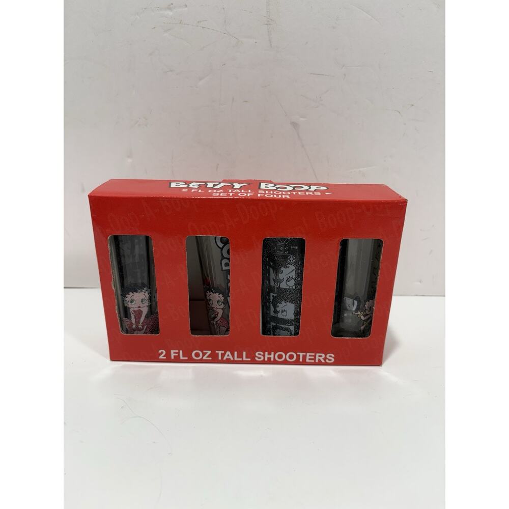 Retro BETTY BOOP 2 FL Oz FLARED SHOOTERS GLASS SET OF 4‎